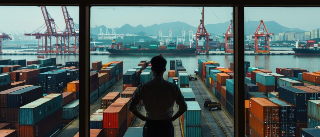 Profissional de logística em armazém representando a geração de leads para freight forwarders